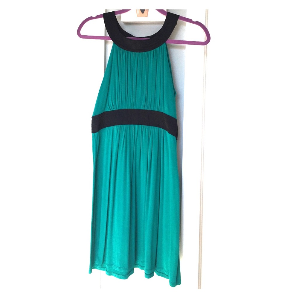 Comfortable teal and black dress