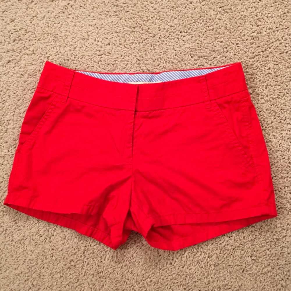 Red J. Crew Chino Shorts