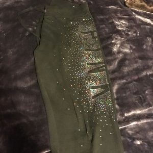 Pink sequin sweats. Hits above ankle