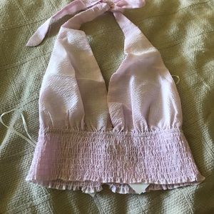 Pink Gingham LF halter top