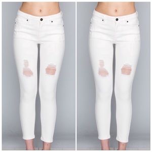 KC-6892 Chrissy Winter White Ripped Skinny Jeans