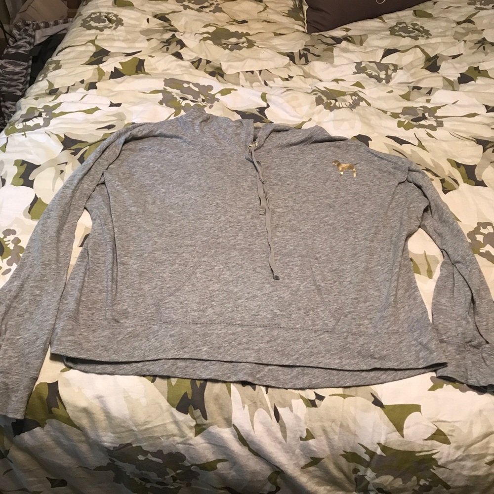 Grey and gold PINK long sleeve tshirt hoodie!