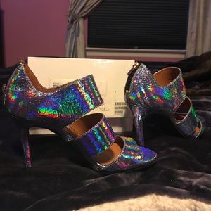 Hologram blue sandals