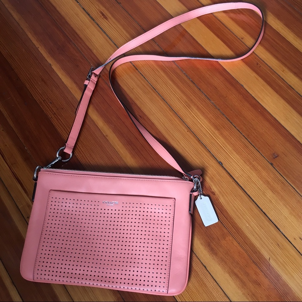 COACH Legacy East West Swingpack coral leather