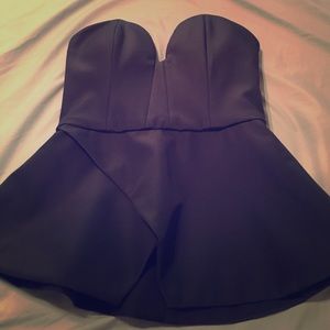 Navy blue strapless cameo cocktail top
