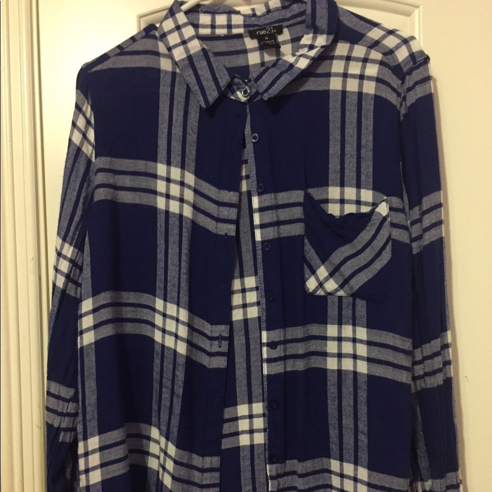 Blue plaid long sleeve shirt