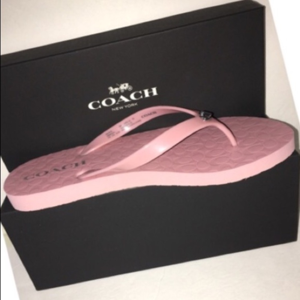 NEW❤️COACH ABIGAIL RUBBER PINK FLIP FLOPS