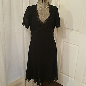 Vntge 1940s-style black beaded dress, empire waist