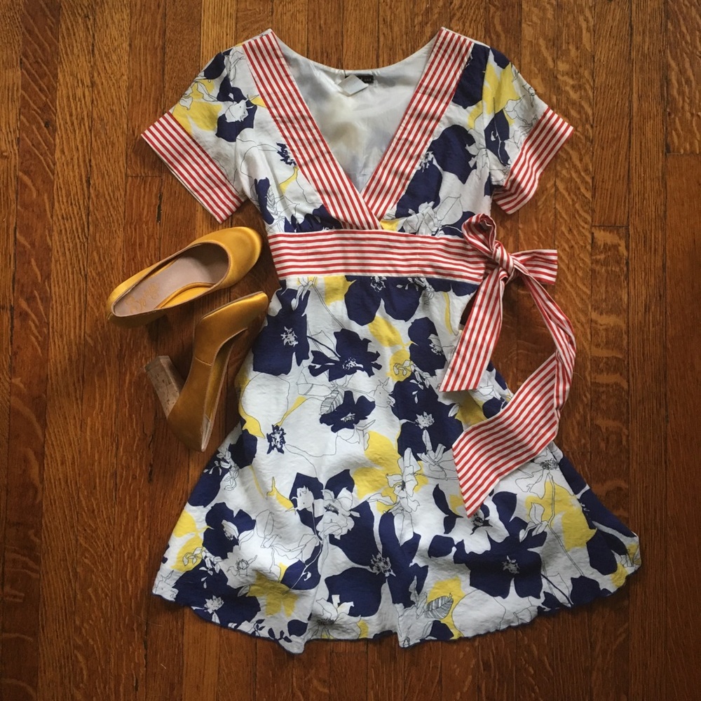 Floral and striped flowy dress