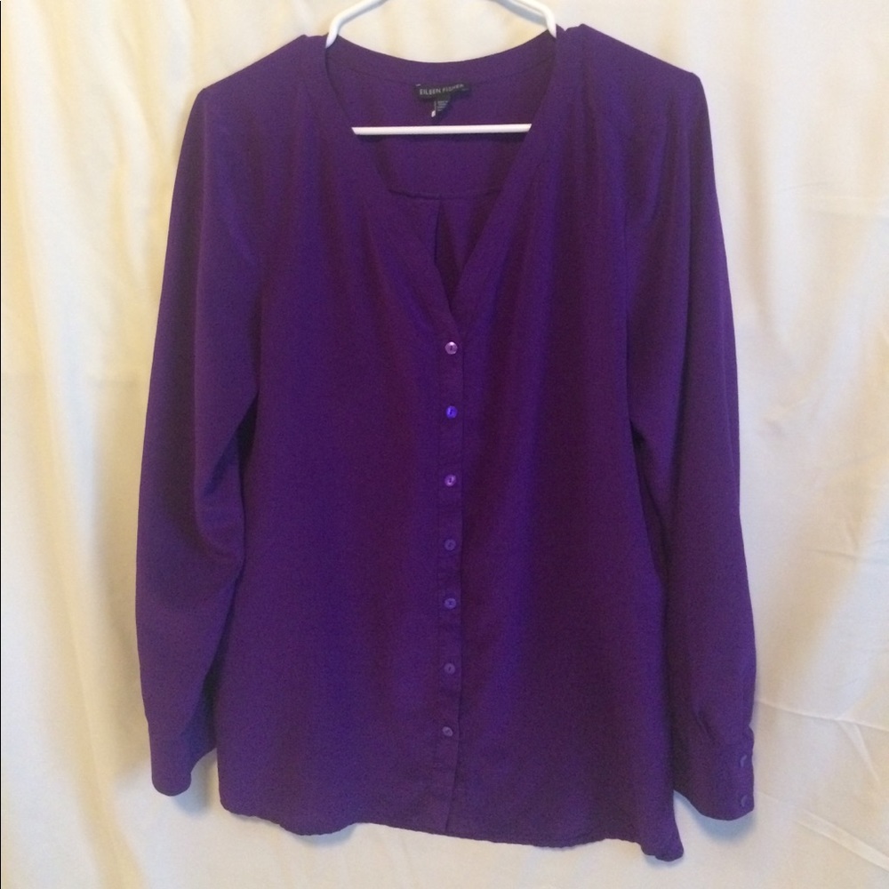 Eileen Fisher Button Up Blouse Long Sleeve Top