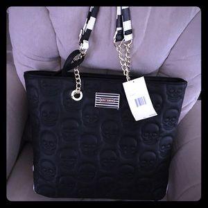 Betsey Johnson Skull Quilted Tote Bag