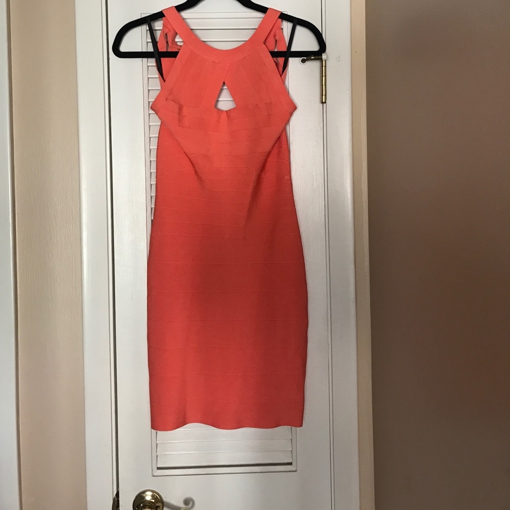 Coral perfect condition strappy body con dress