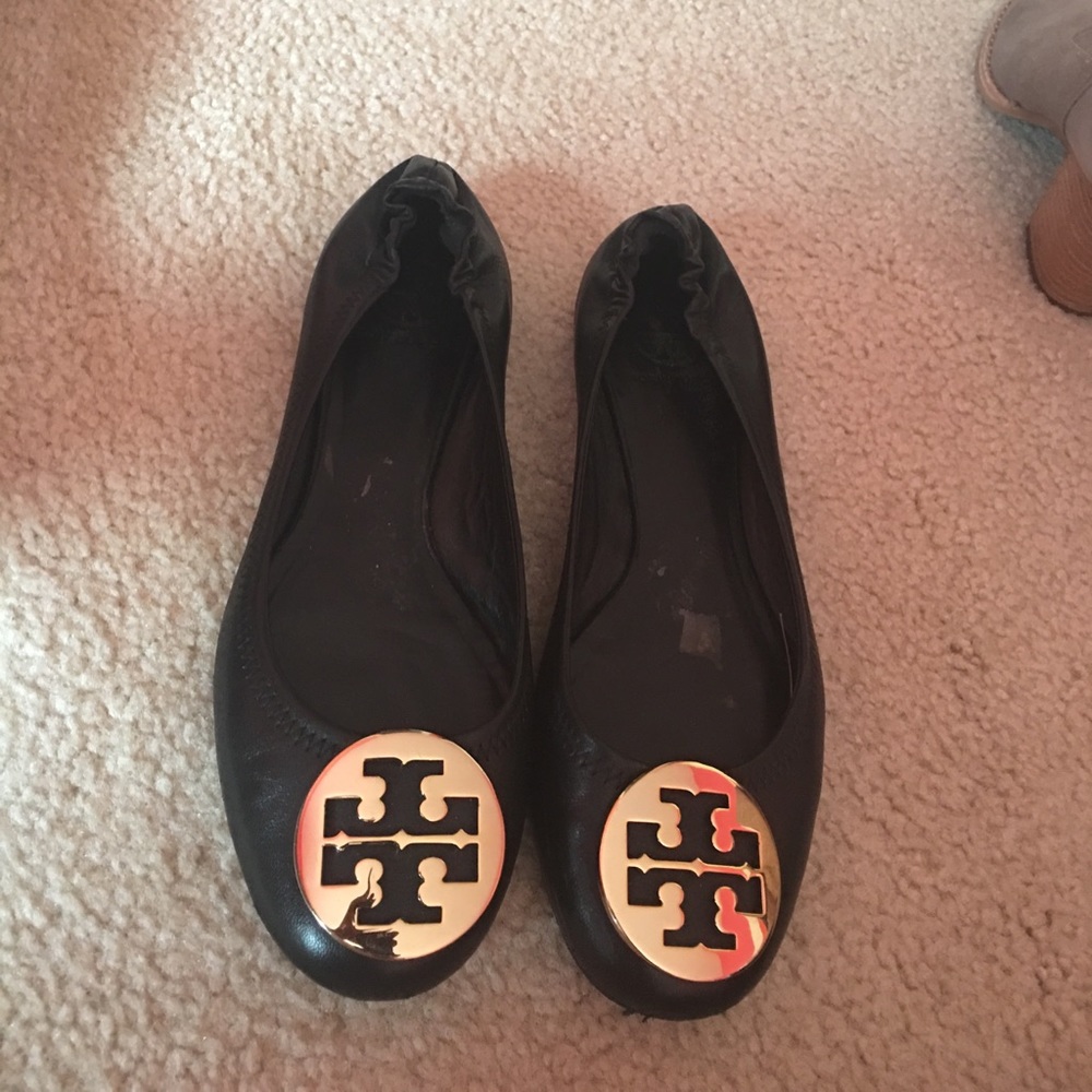 Tory burch black leather flats