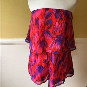 Honey punch red floral romper