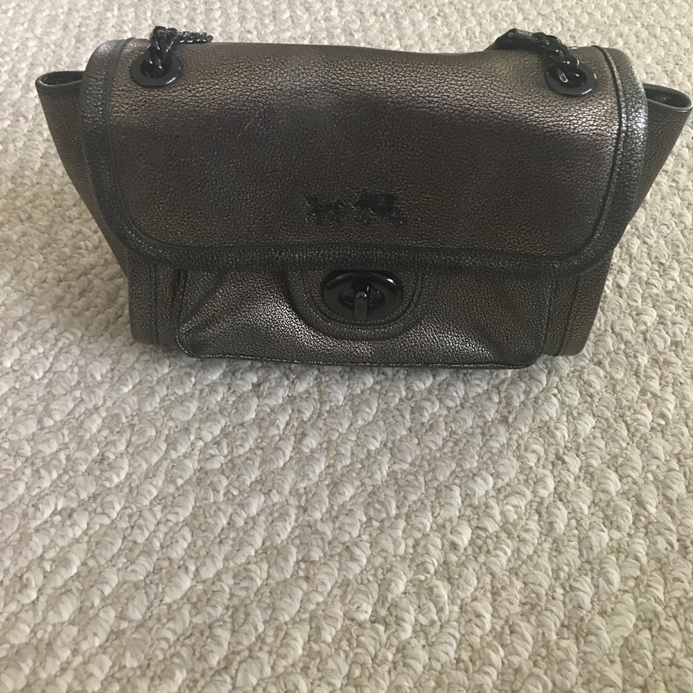 Authentic Coach Gold Leather Satchel Bag