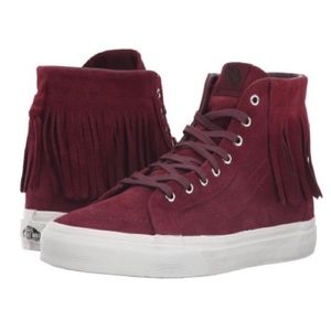 Rare Burgundy Fringe Vans 🔥 (OFFER‼️)