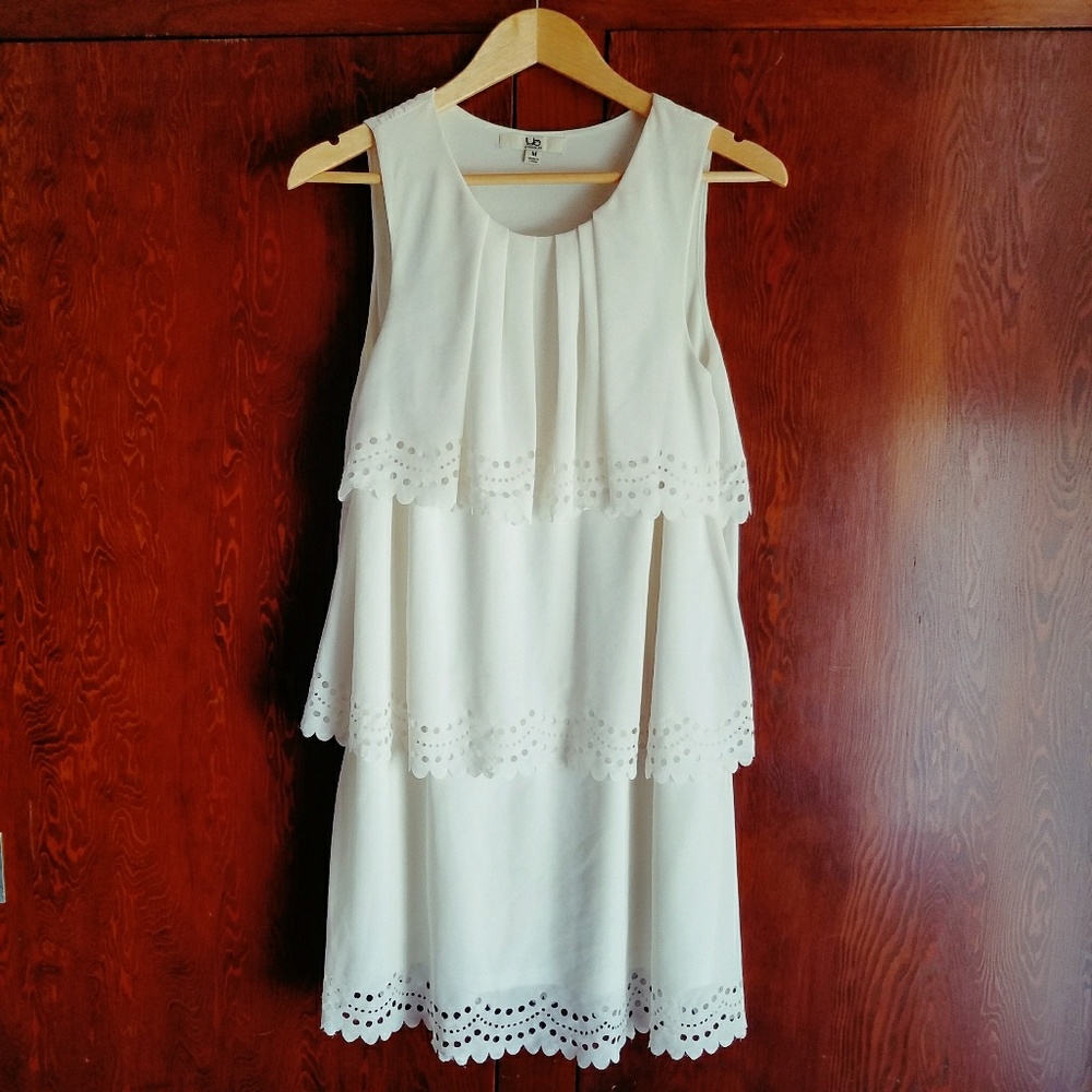 Modcloth Cream laser cut dress