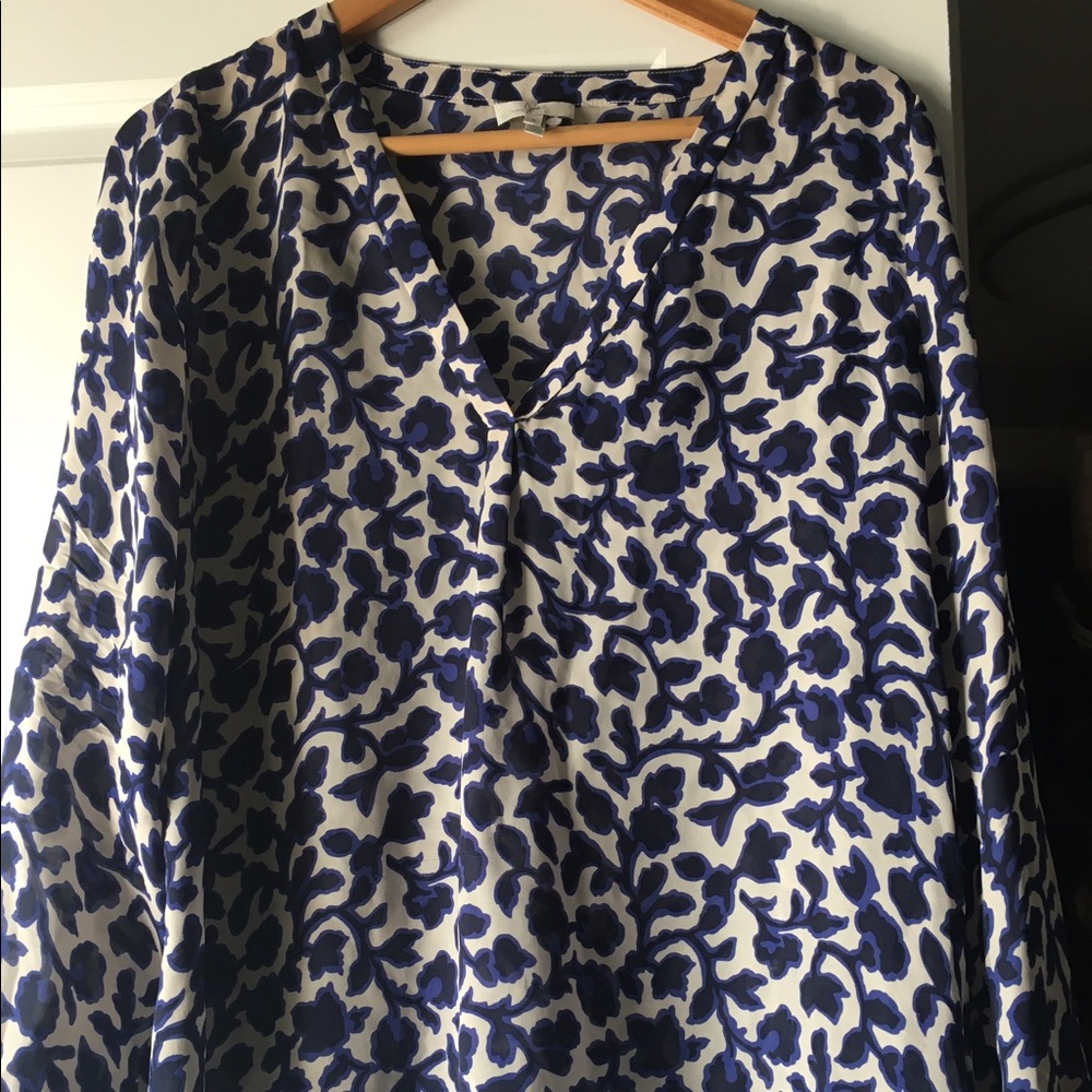 Joie long sleeve blue floral blouse