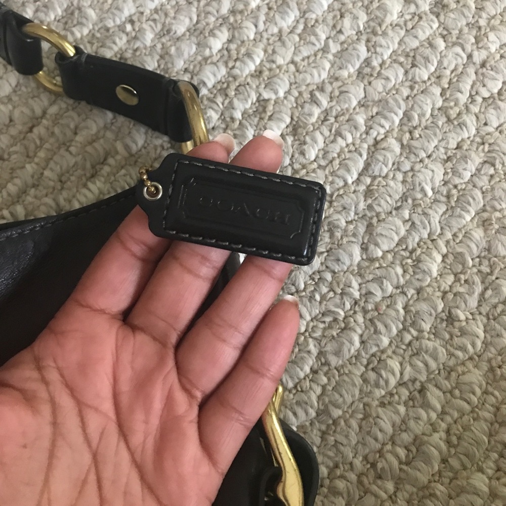 Authentic black Coach Bag with gold belt strap - Picture 4 of 8