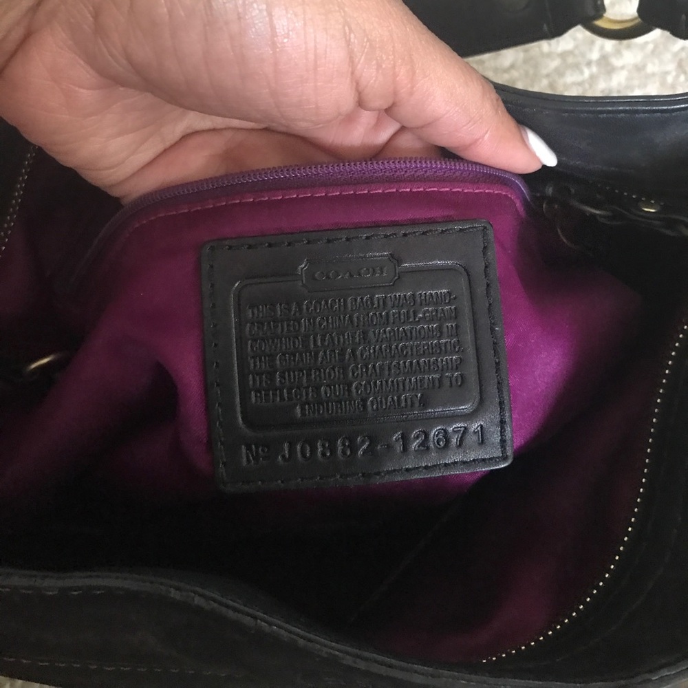 Authentic black Coach Bag with gold belt strap - Picture 5 of 8