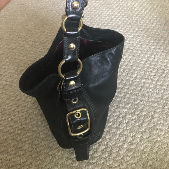 Authentic black Coach Bag with gold belt strap - Picture 7 of 8