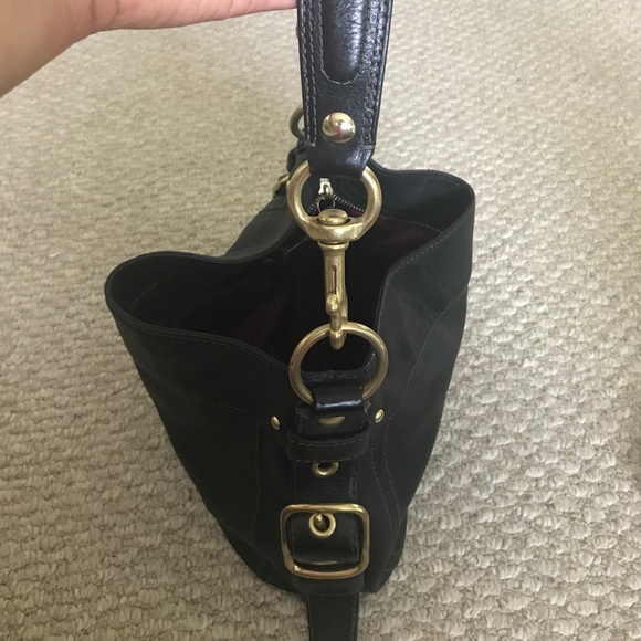 Authentic black Coach Bag with gold belt strap - Picture 8 of 8