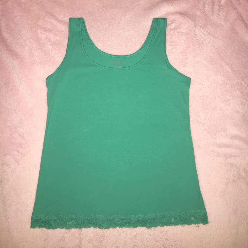 Ann Taylor Green Tank with Lace bottom