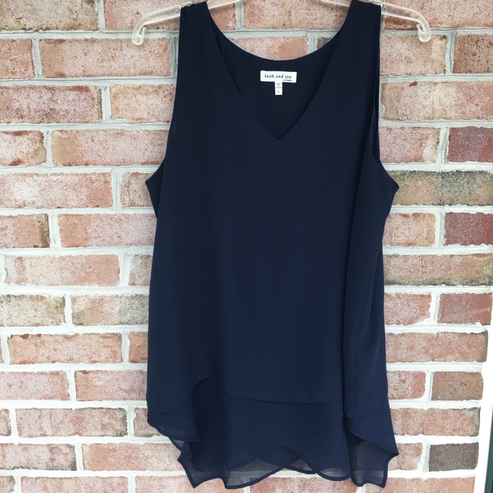 Navy Blue Mulit-Layered sleeveless top Size Large