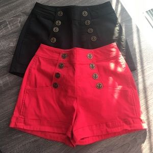 High rise express size 0 shorts. Red and black.