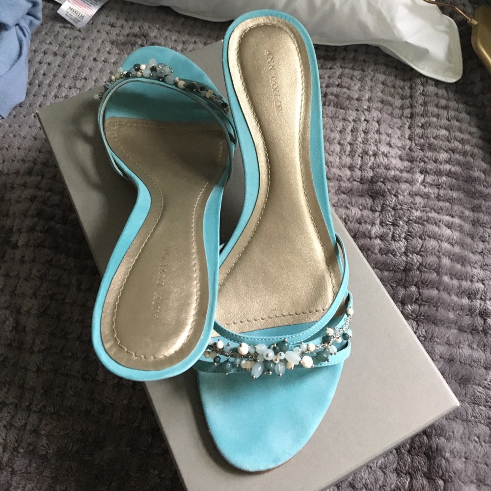 Turquoise Ann Taylor Beaded Sandals