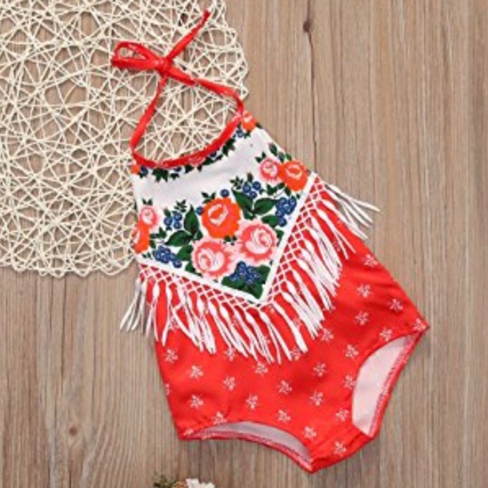 Backless halter romper
