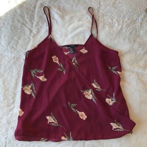 Forever 21 Floral Tank - Burgundy/Cream