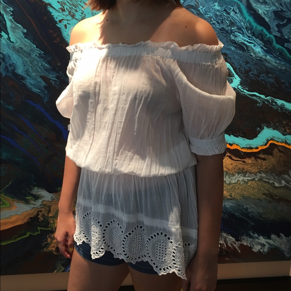 Michael Kors white eyelet top