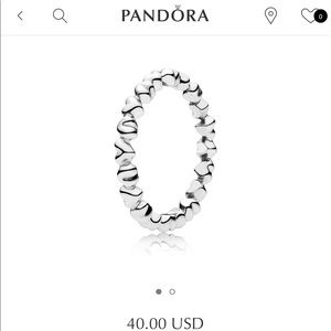 Sterling silver heart pandora ring