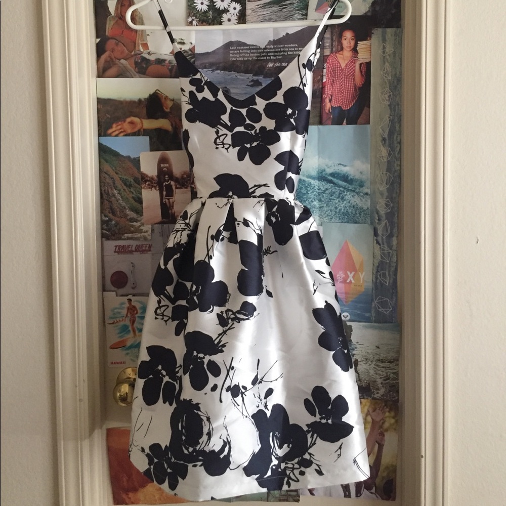 Navy Blue & White Floral Dress