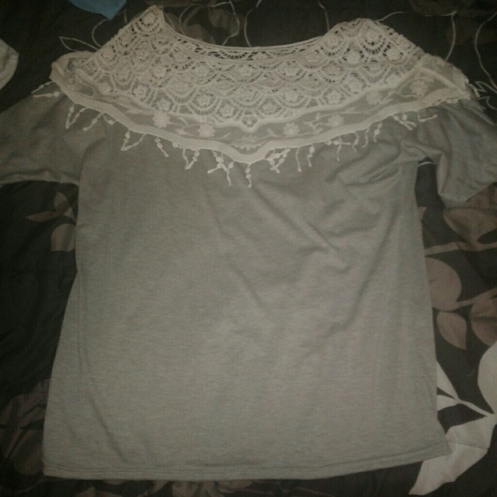 Beautiful gray and white laced blouse