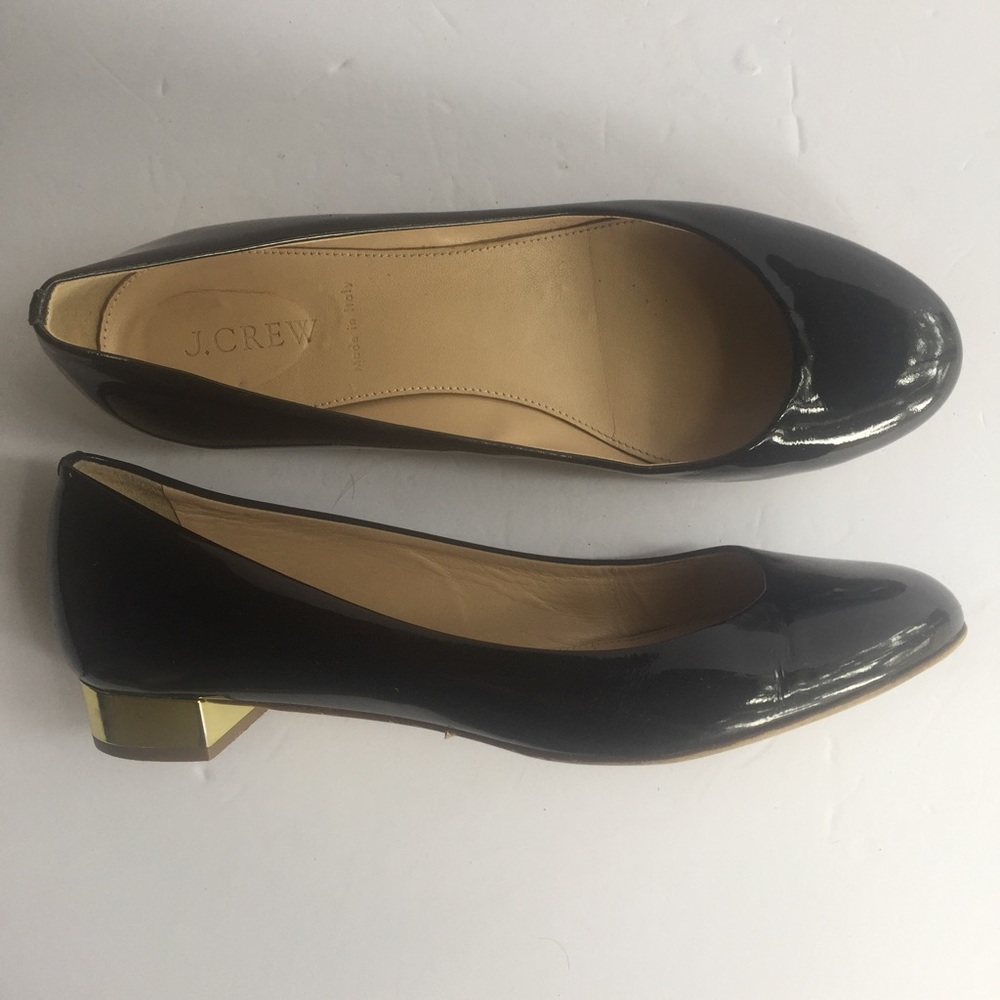 J. Crew Janey Flats Black with Gold Heel size 8