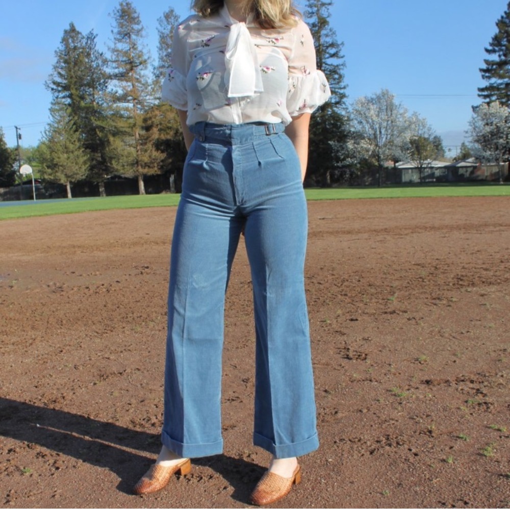 vintage baby blue corduroy bell bottoms