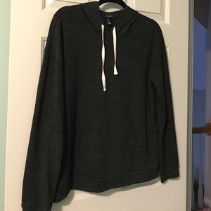 Dark grey long sleeve top with hoodie