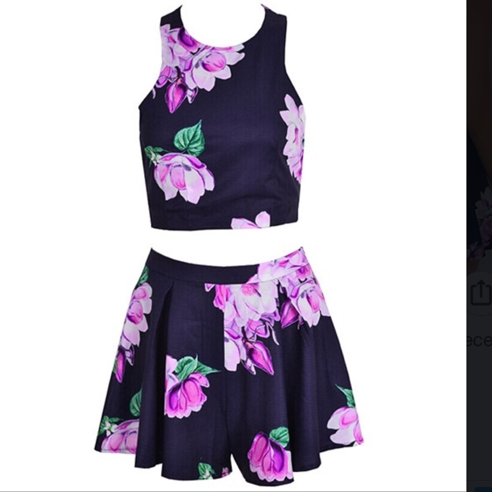 ⭐️2X HP 🅝🅔🅦 floral 2 piece open back skort set - Picture 6 of 7