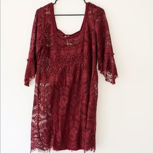 Boho maroon lace Dress