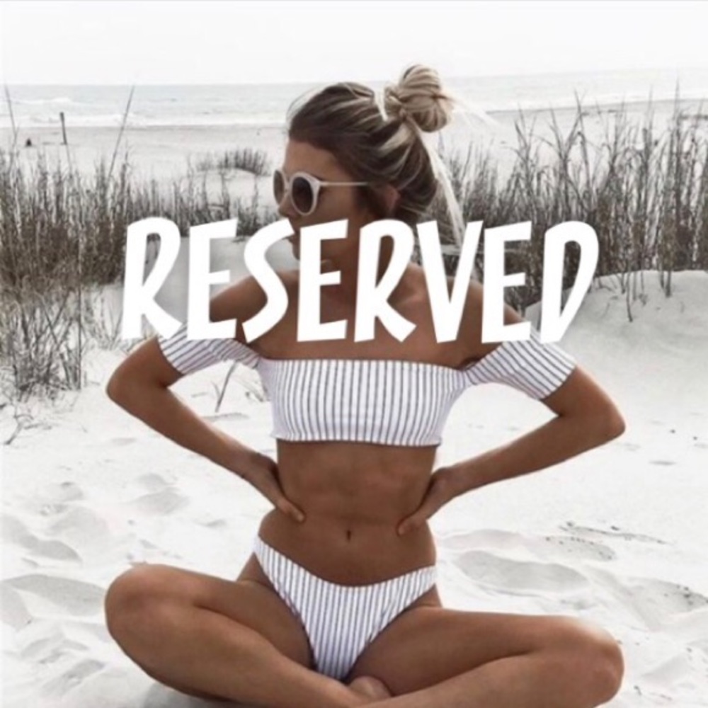 White Striped Off-Shoulder Bikini - RESERVED
