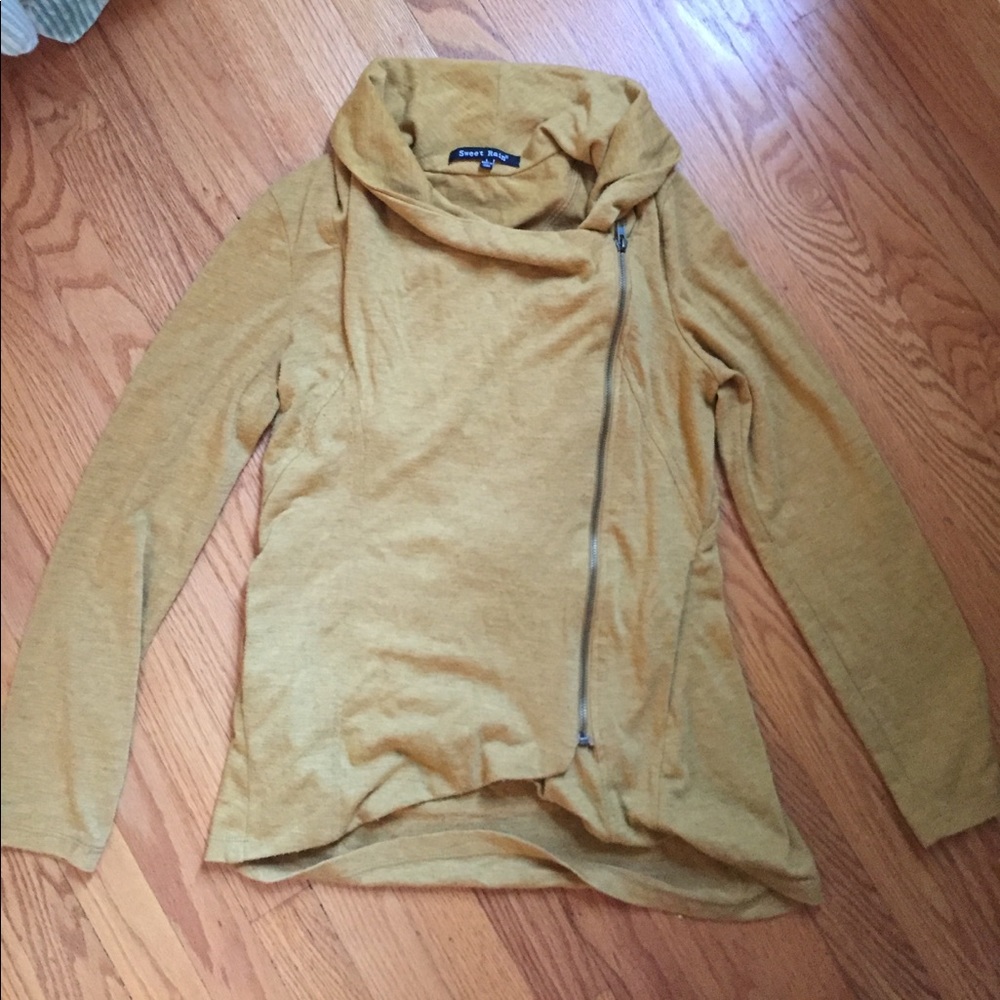 Modcloth (sweet rain) asymmetric mustard jacket