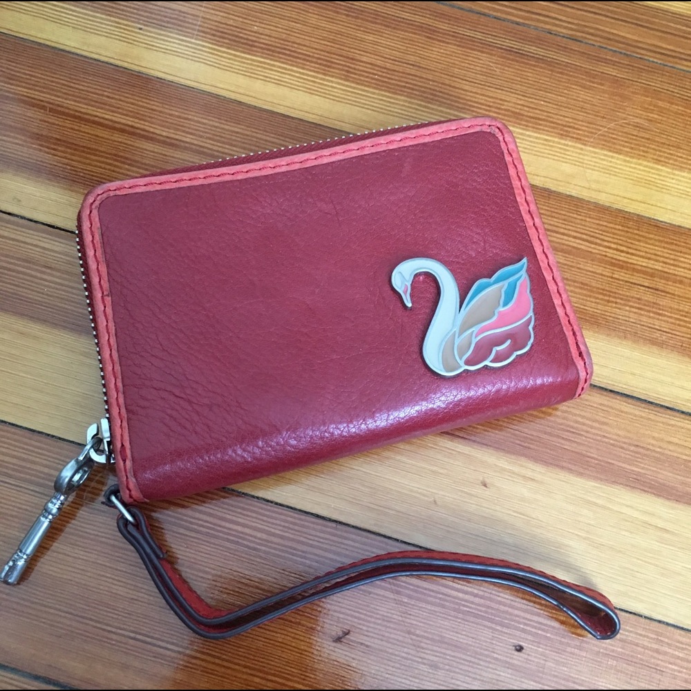 Fossil Perfect Swan red leather wallet/wristlet