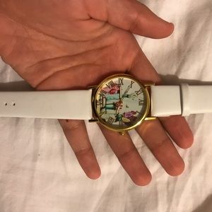 Silver and white watch