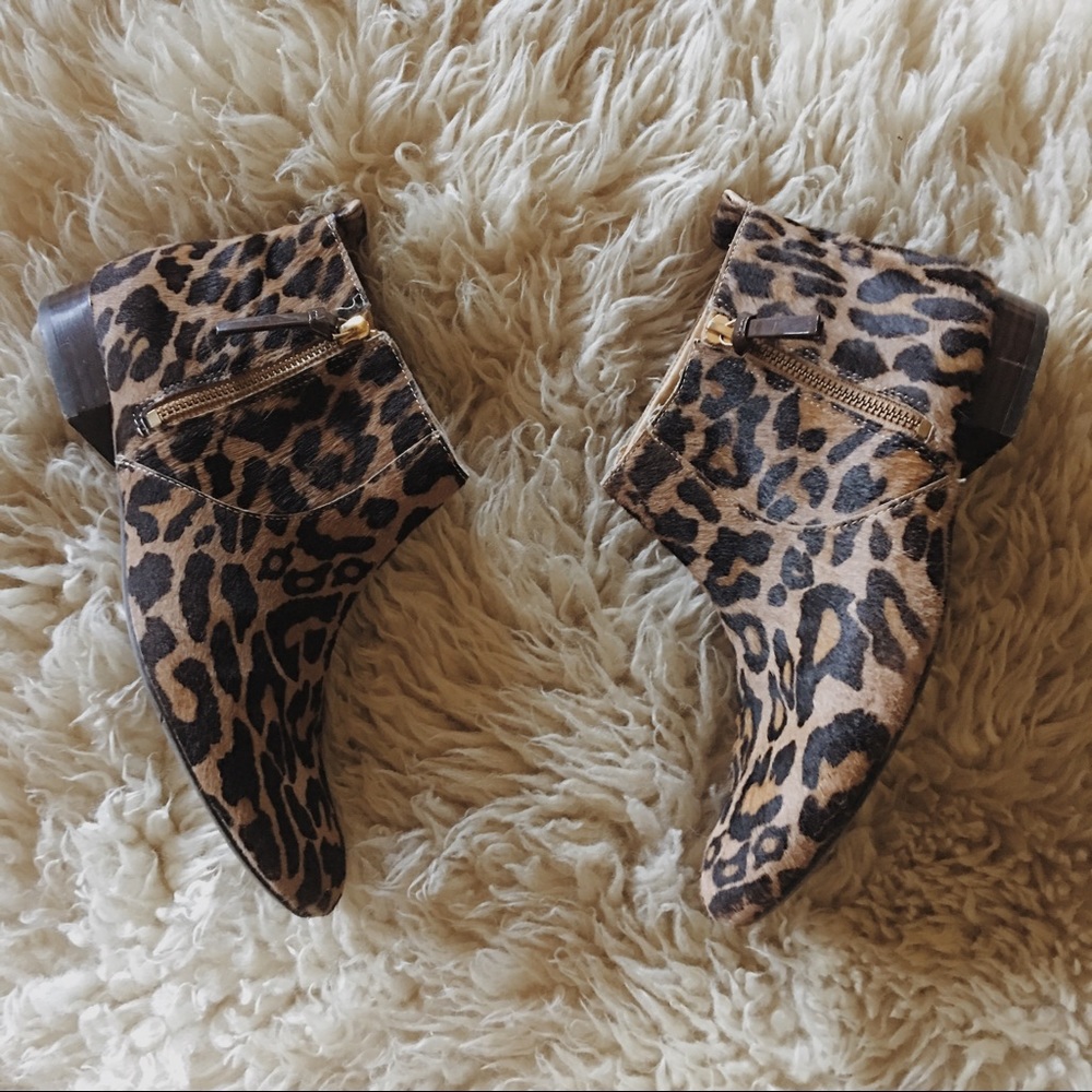Nine West Leopard Print Pony Hair Ankle Boots