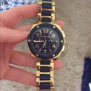 Michael Kors Navy Blue & Gold Watch