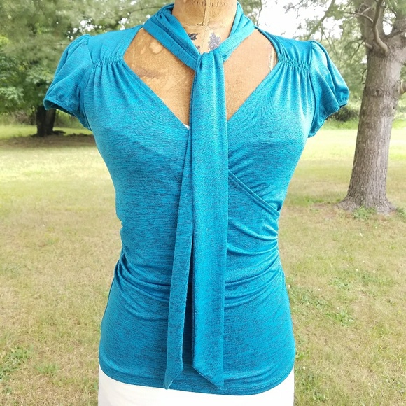 Candie's Tops - Candies Tie Collar Stretch Blouse