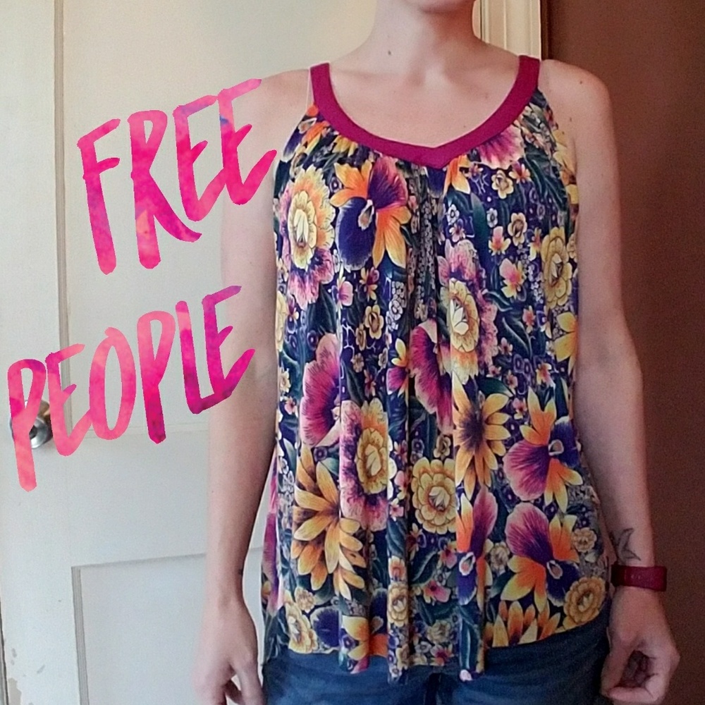 Free People Sleeveless Floral Top XS
