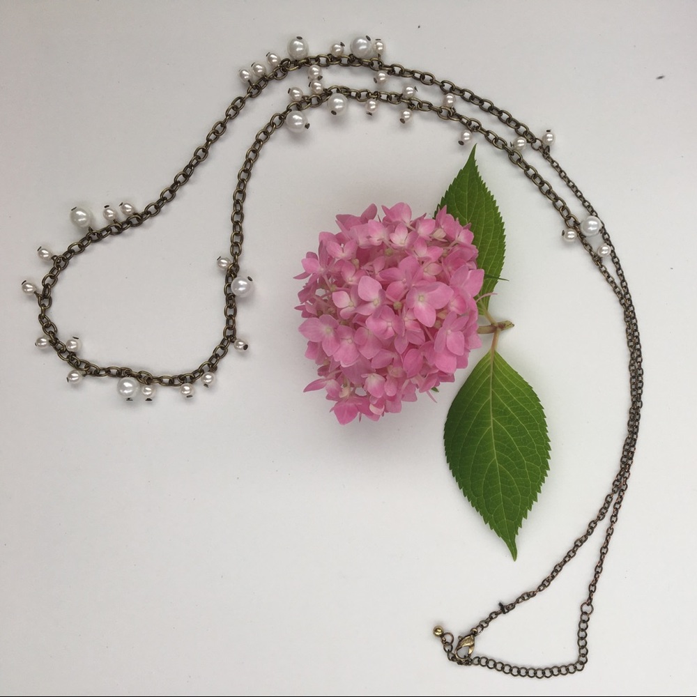 Long Beaded adjustable chain necklace